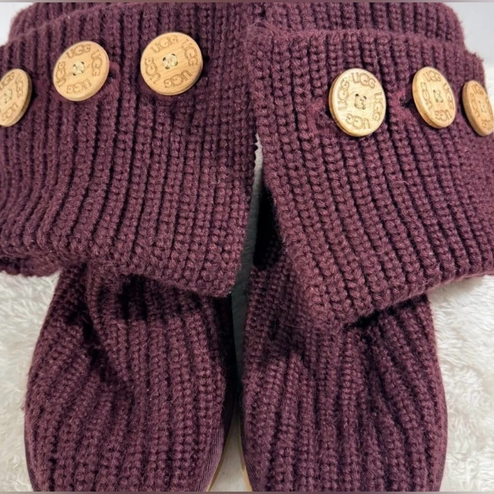 UGG Cardy Burgundy Knit Tall Winter Boots Women’s Size 6 Cozy Sweater Boots